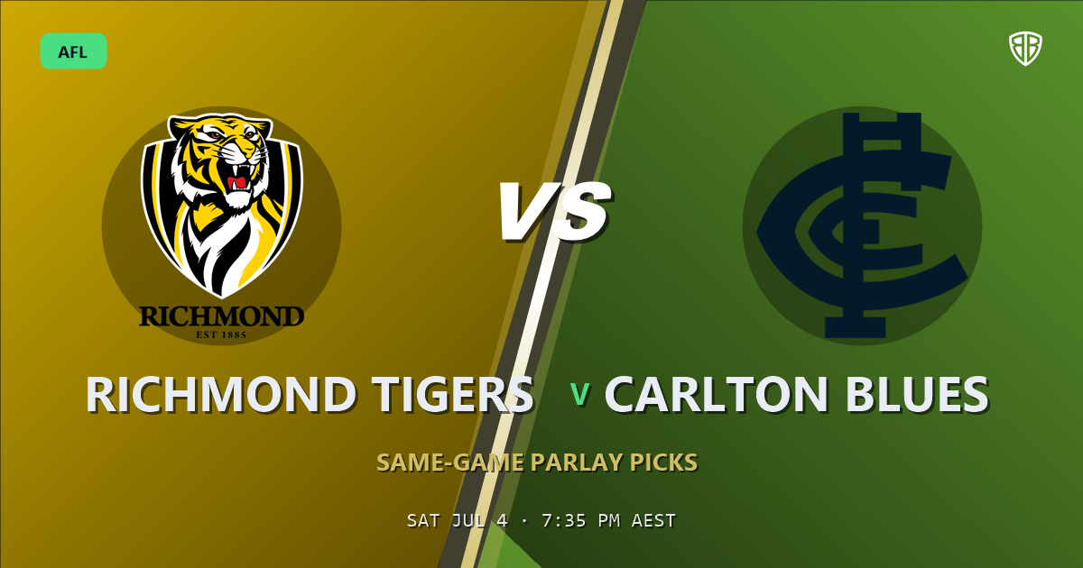 AFL news: Richmond Tigers vs Carlton Blues Prediction & Same Game Multi picks Top SGM: Analytics Breakdown