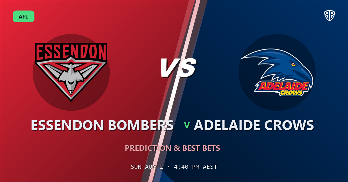 AFL news: Essendon Bombers vs Adelaide Crows Prediction & Picks: Expert Footy Betting Guide