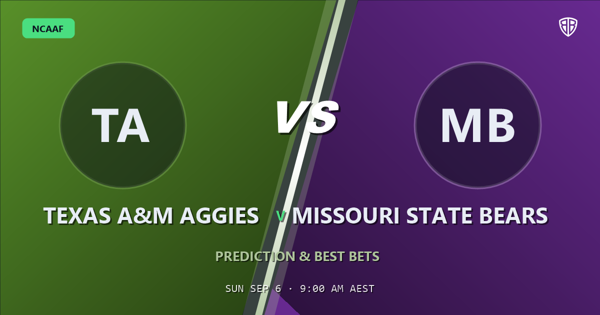 NCAAF news: Texas A&M Aggies vs Missouri State Bears Prediction & Picks (Isaiah Horton Key Factor): Winning Game Angles